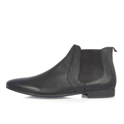 Black brushed leather Chelsea boots